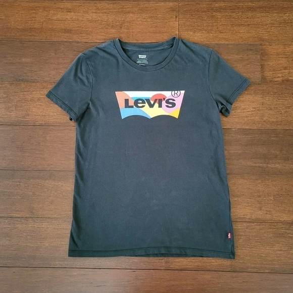 Levi's Women's Black Logo Perfect Short Sleeve Crew Neck Cotton T-Shirt Size XS - Picture 8 of 8
